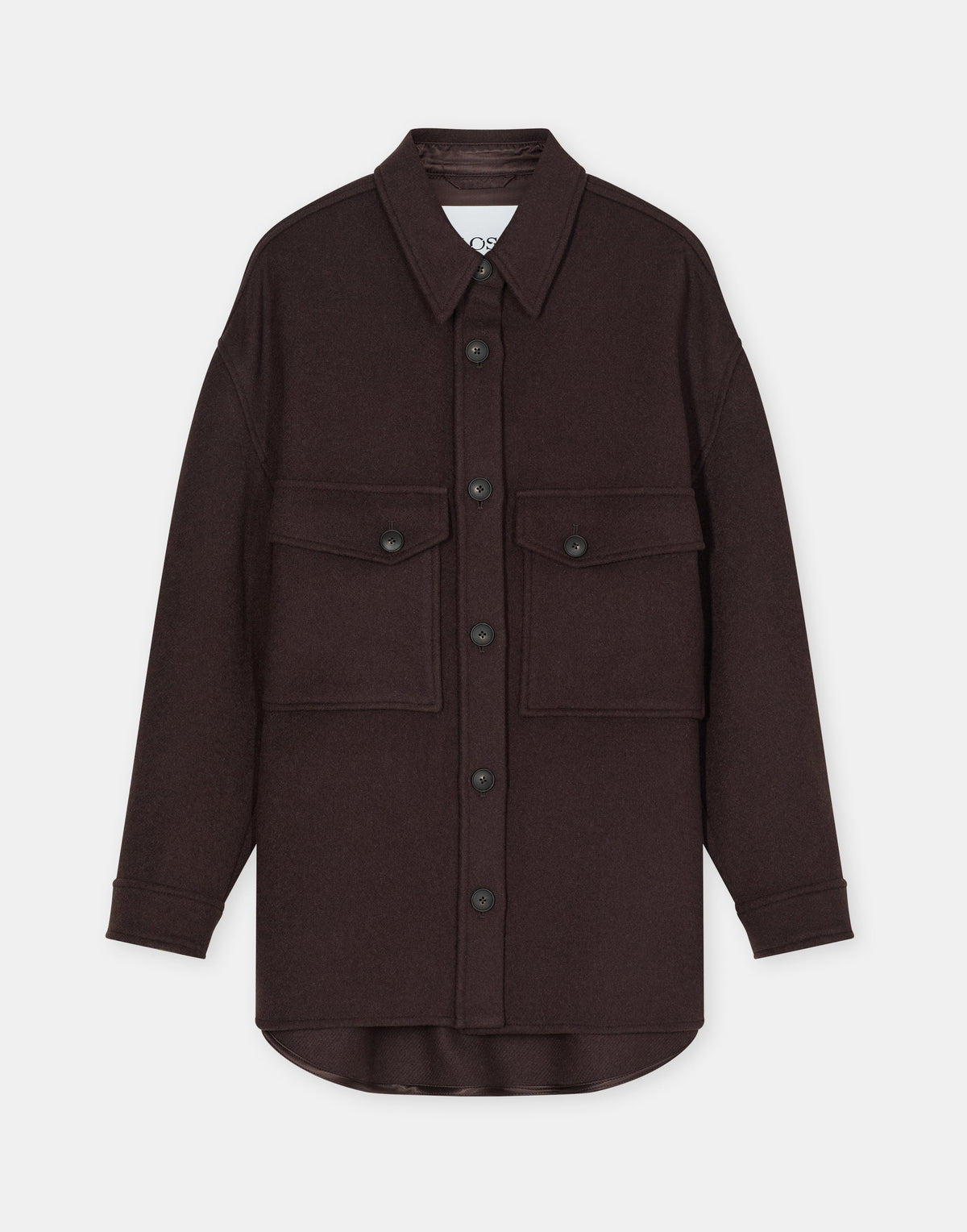 Closed Wool-Blend Shacket Mahagony Brown