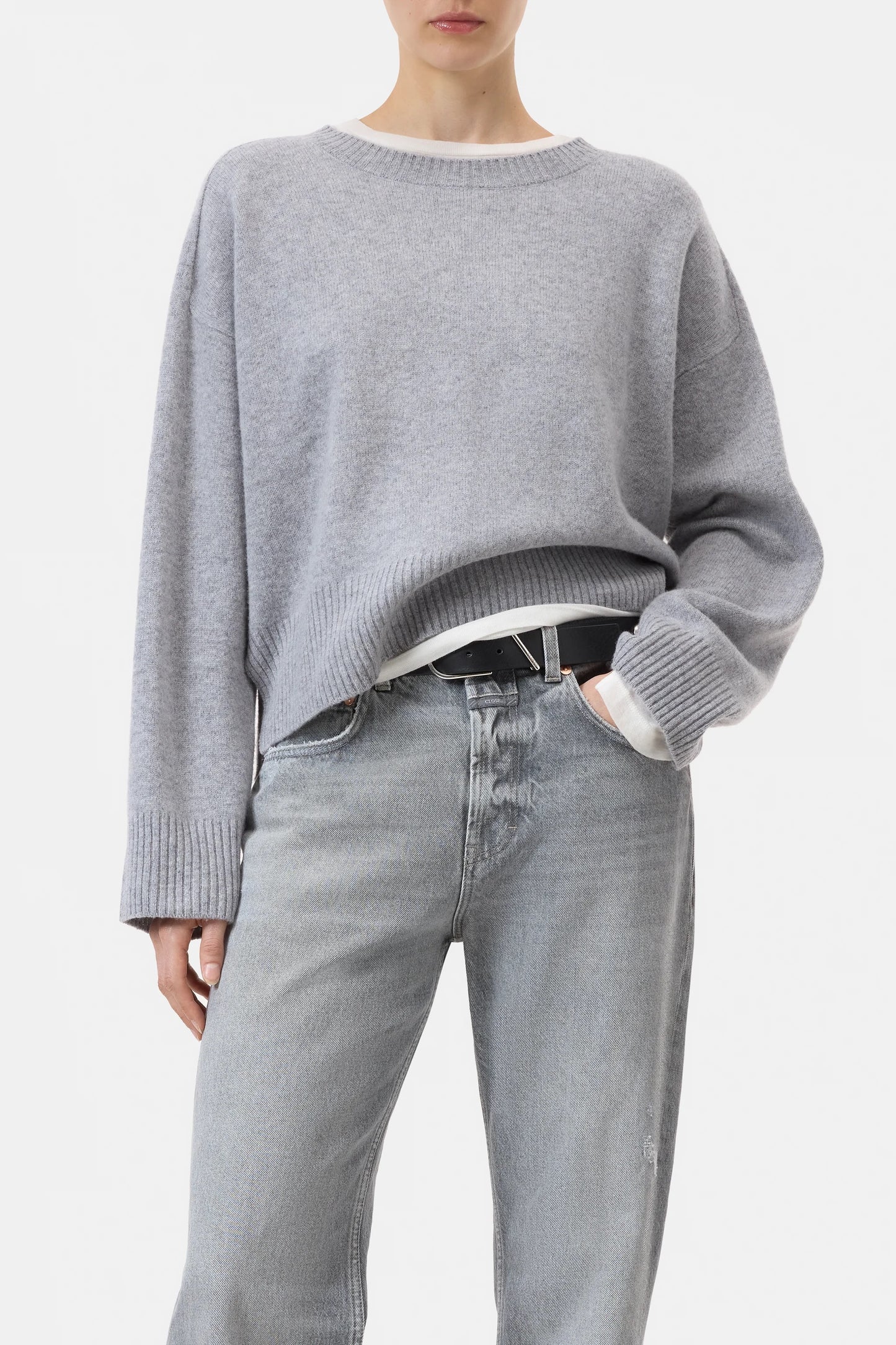 Closed Wool Jumper Light Grey Melange