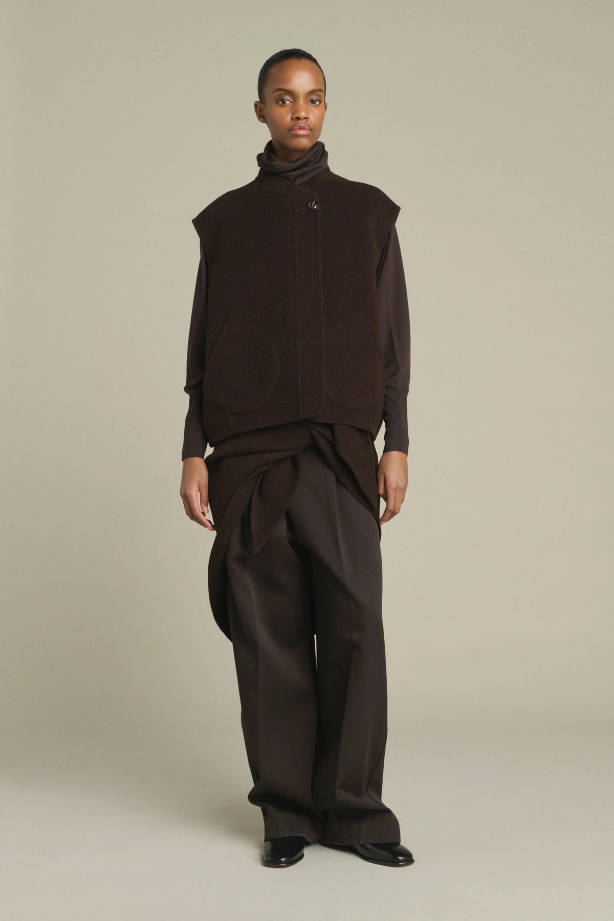 Soeur Adeline Boxy Sleeves Jacket Dark Brown