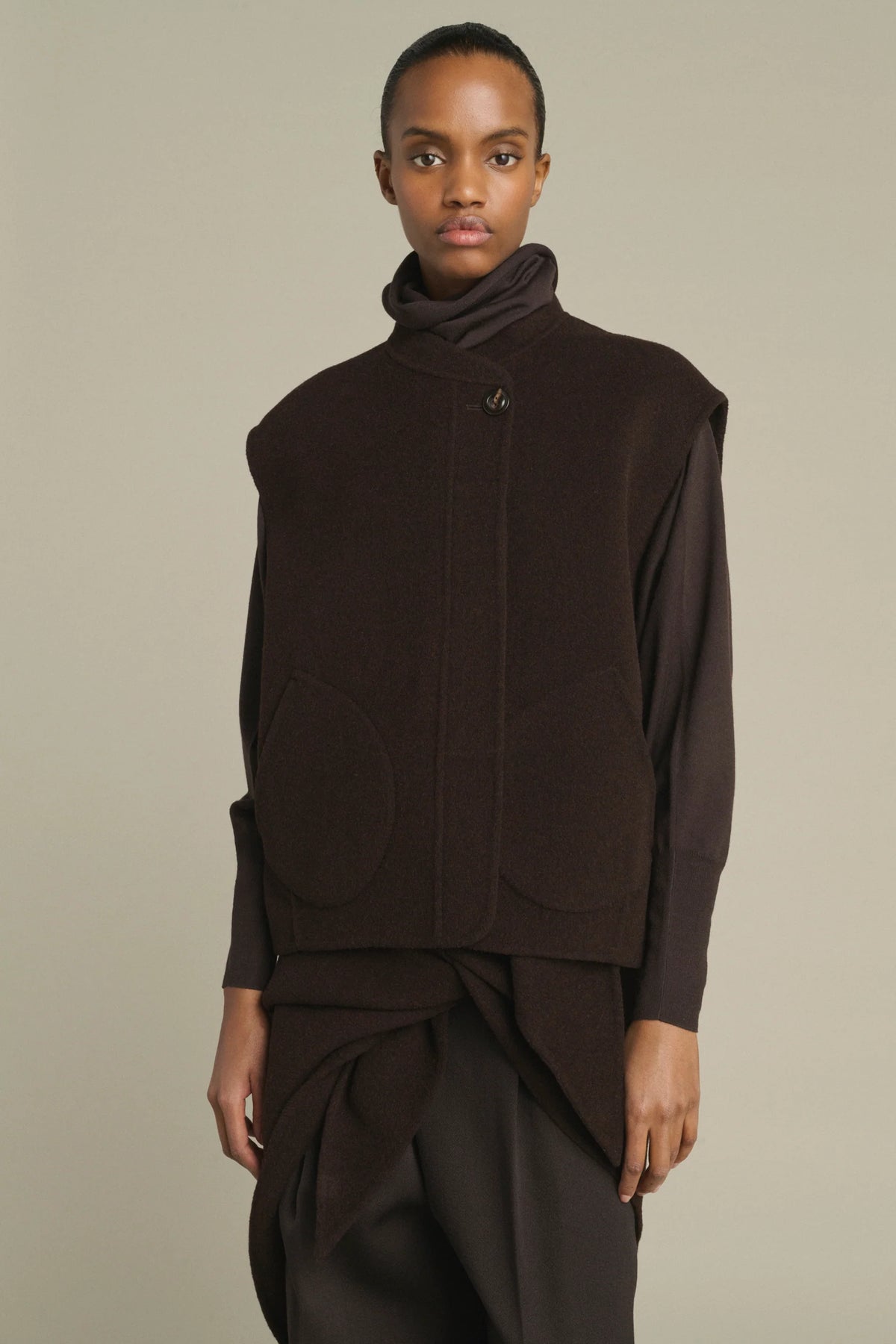 Soeur Adeline Boxy Sleeves Jacket Dark Brown