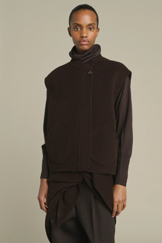 Soeur Adeline Boxy Sleeves Jacket Dark Brown