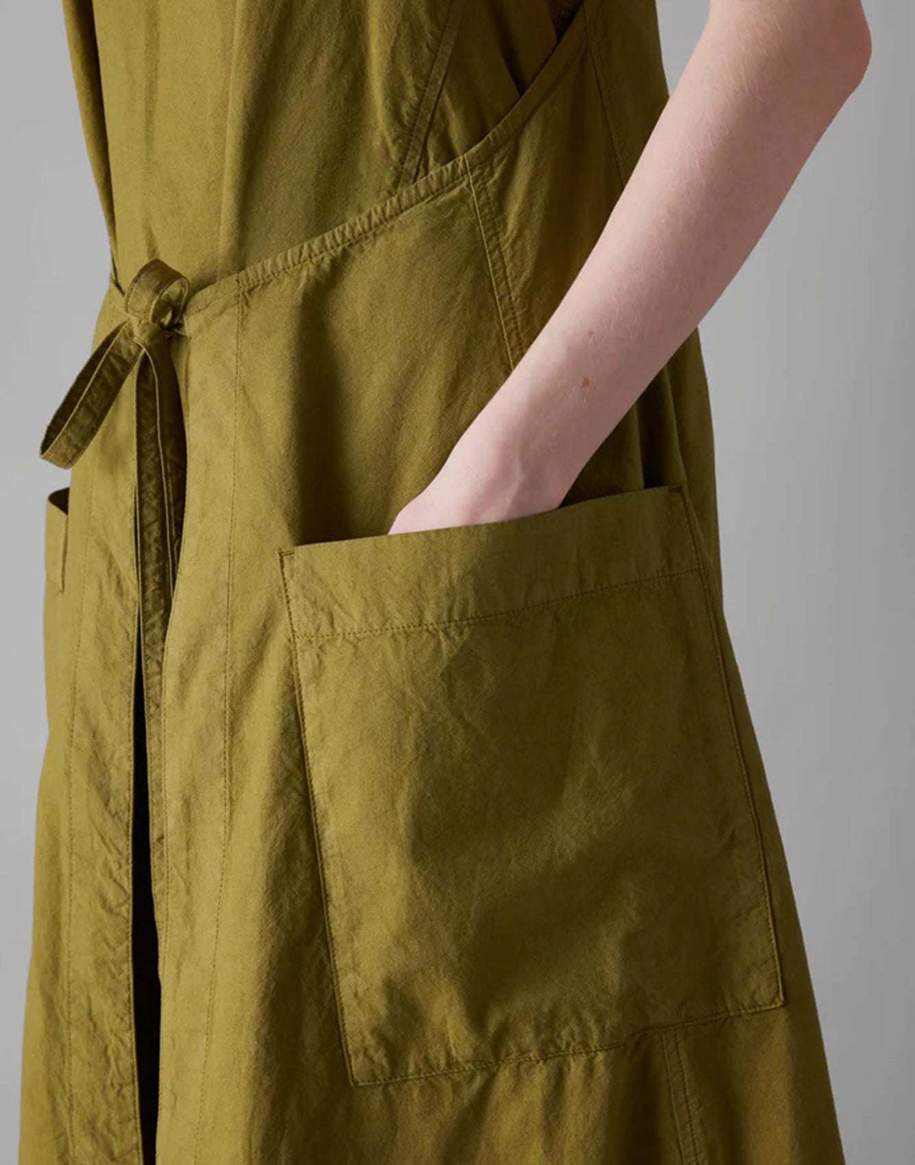 Toast Cotton Linen Poplin Apron Dress Wax Green