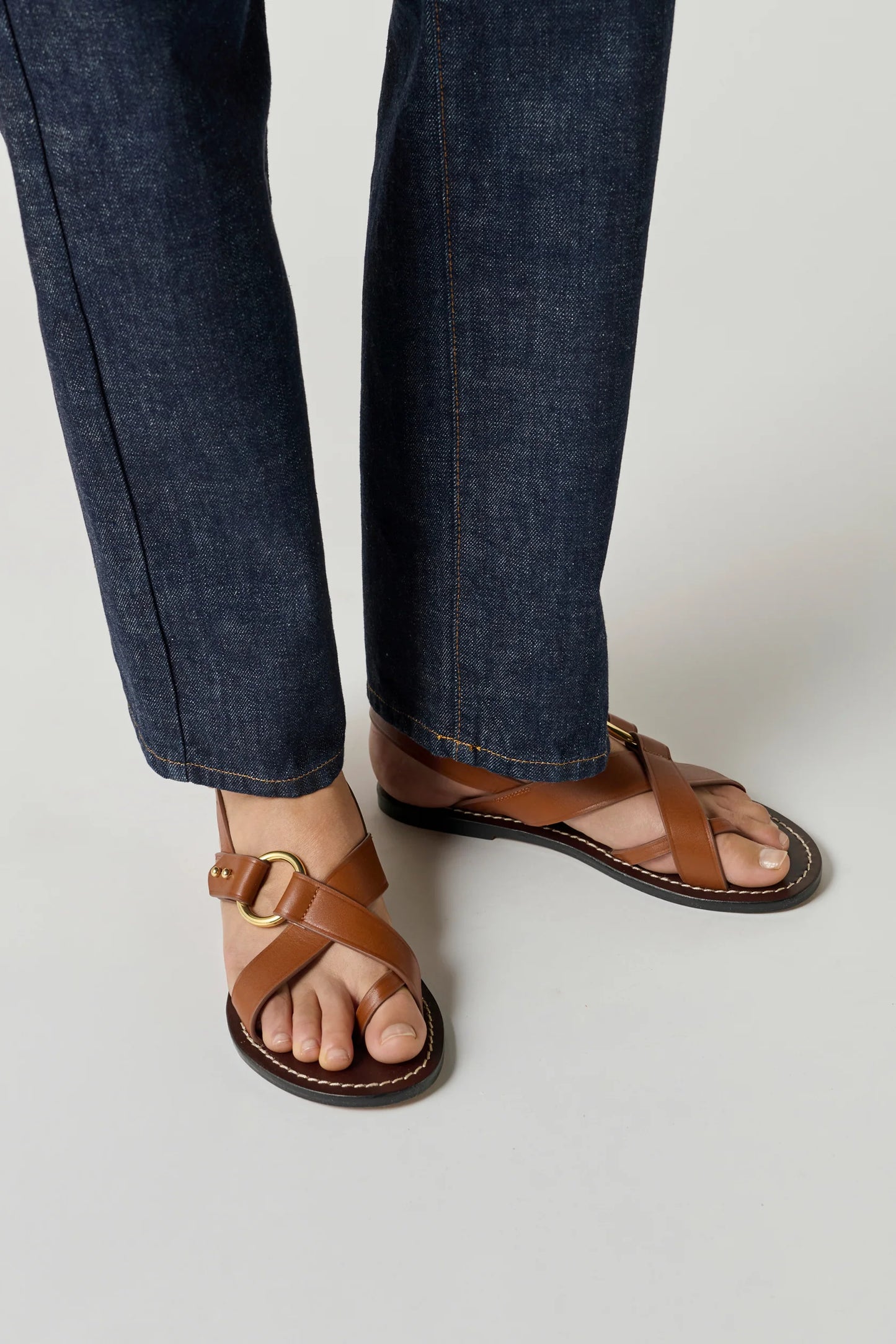 Soeur Florence Leather Sandals Cognac