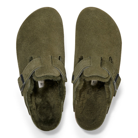 Birkenstock Boston Shearling Suede Leather Thyme