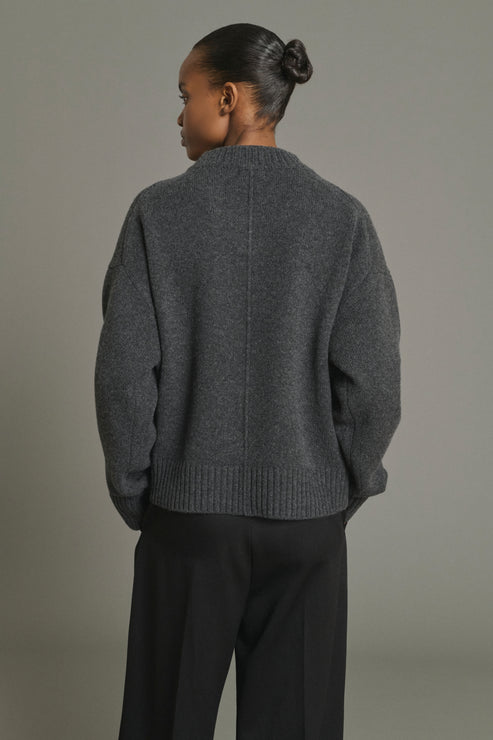 Soeur Julie Oversize V Collar Pull Anthracite Grey