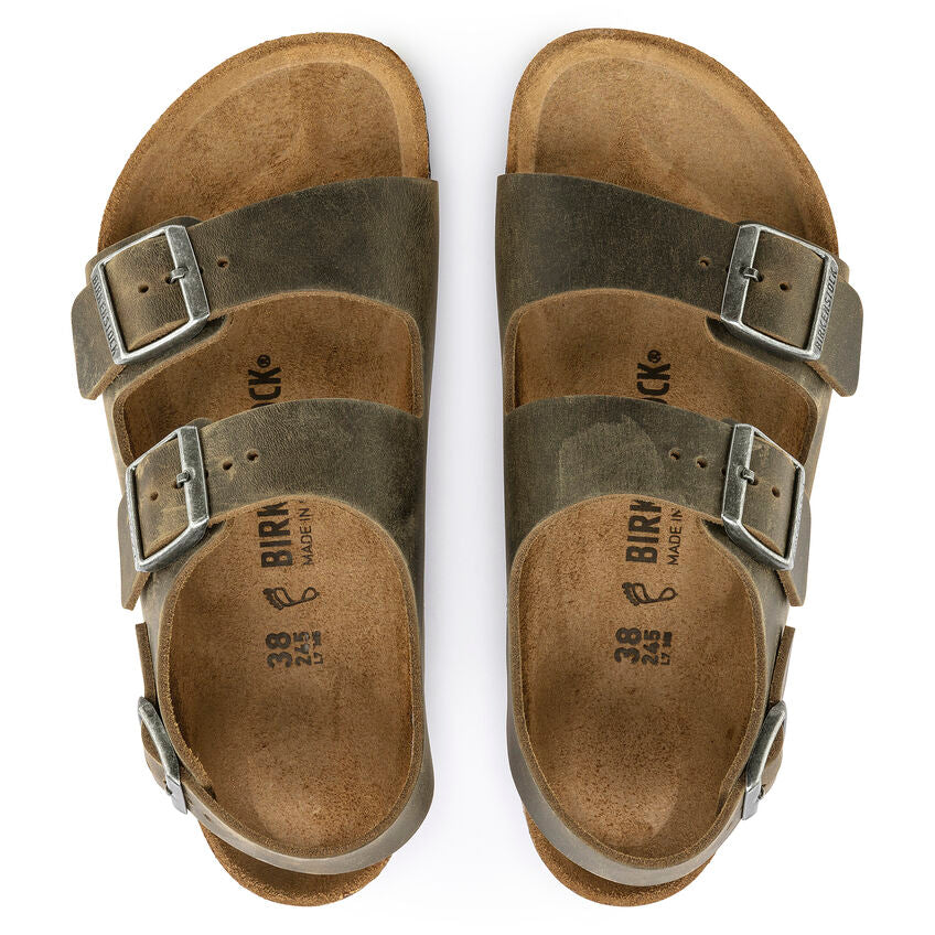 Birkenstock Milano Faded Khaki Oiled Leather