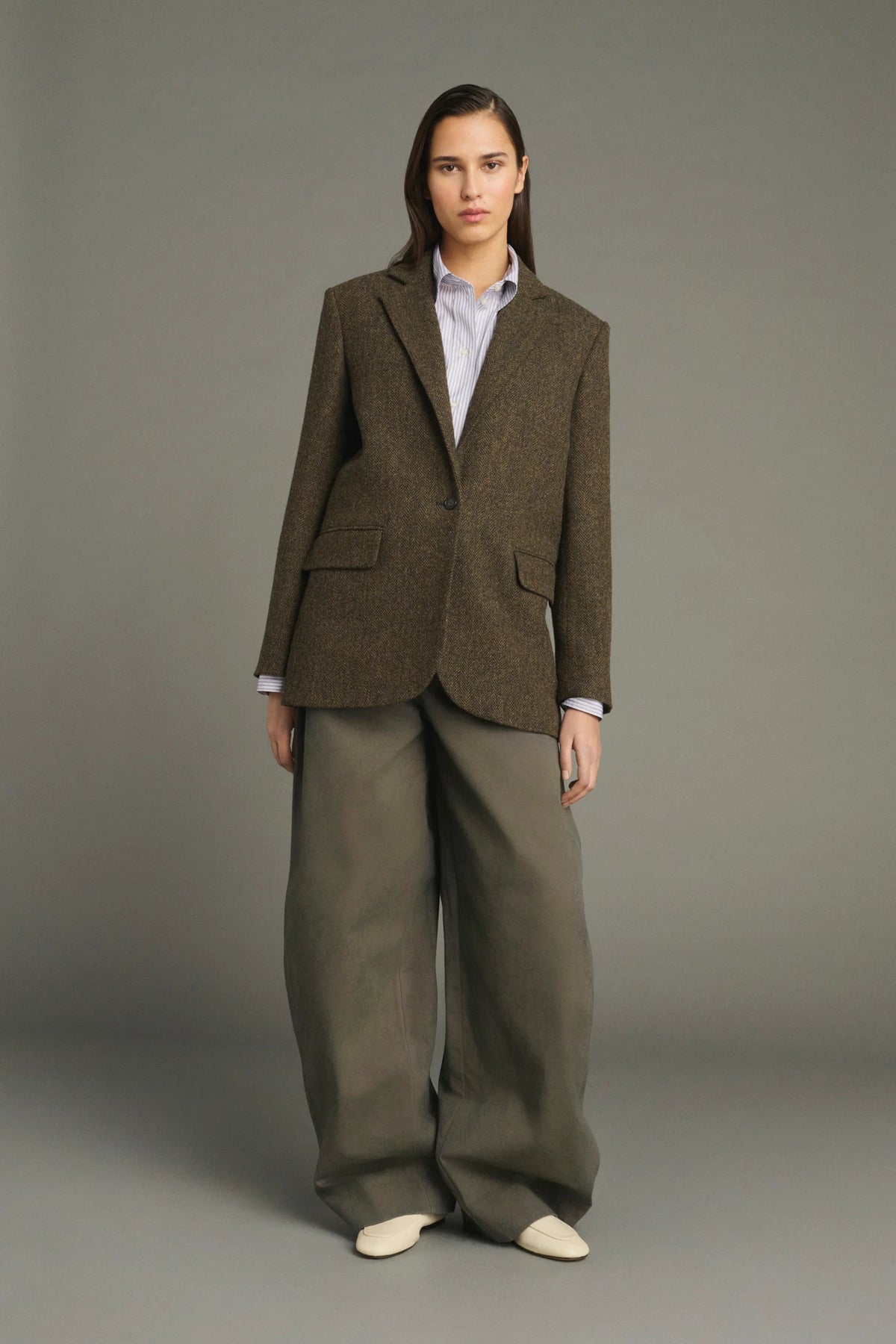 Soeur Sevres Single-breasted Tweed Blazer Brown-Navy