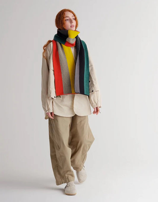 Jo Gordon Brushed Six Colour Vertical Stripe Scarf