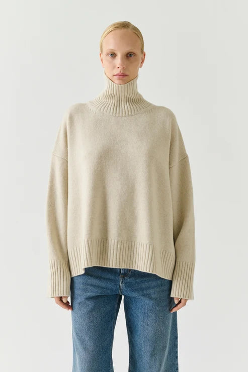 Soeur William Oversize Roll Collar Pull Ecru