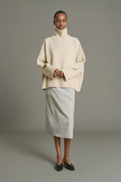 Soeur William Oversize Roll Collar Pull Ecru