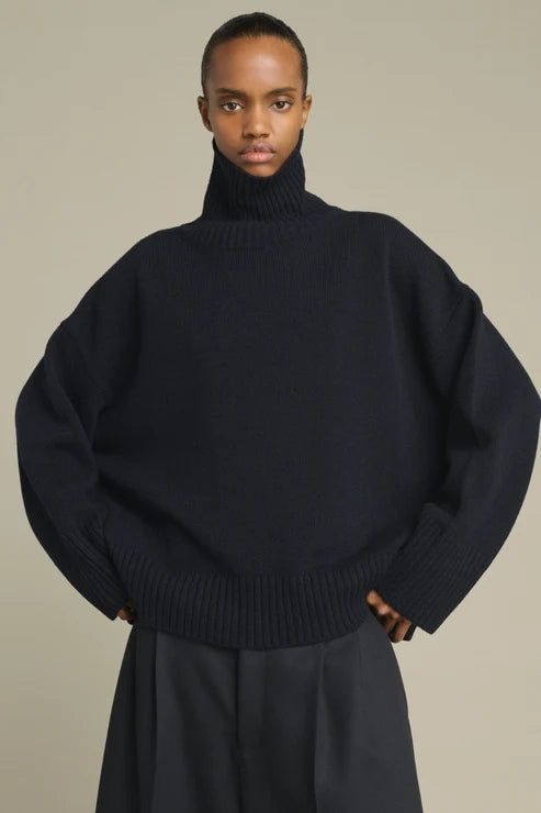 Soeur William Oversize Roll Collar Pull Navy