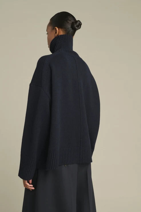 Soeur William Oversize Roll Collar Pull Navy