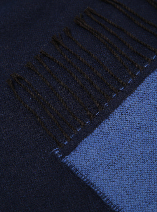 Universal Works Scarf In Blue/Navy Double Sided