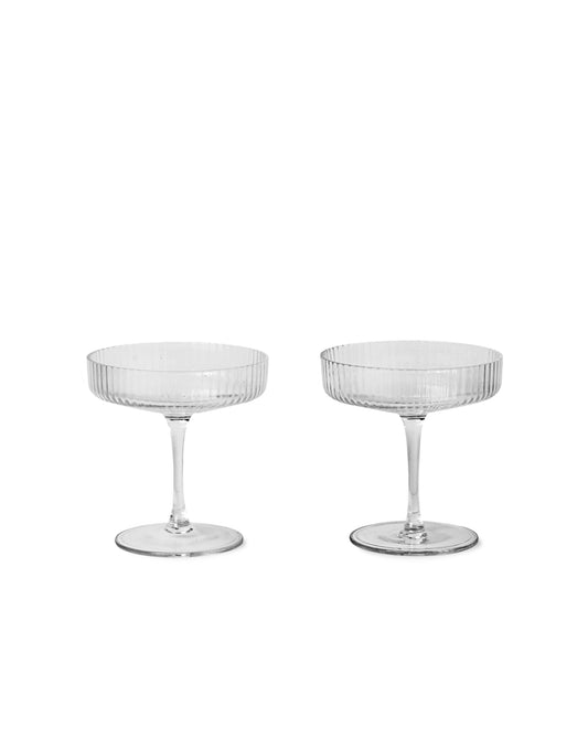 Ferm Living Ripple Champagne Saucers (set of 2) Clear